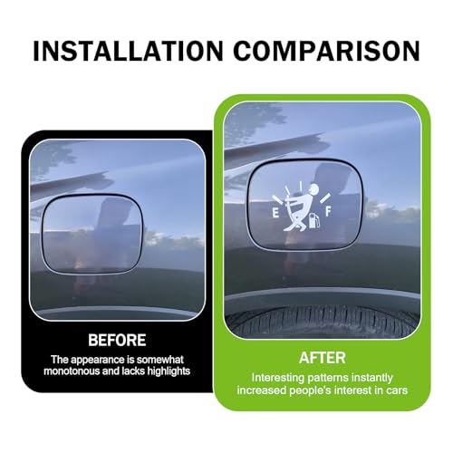 Image of Funny Fuel Tank Stickers, Vinyl Gas Tank Decal, Reflective Fuel Lid Decals, Self-Adhesive Fuel Gauge Empty Stickers, Auto Fuel Tank Cover Sticker, Universal Funny Signs Decal for Cars (White)