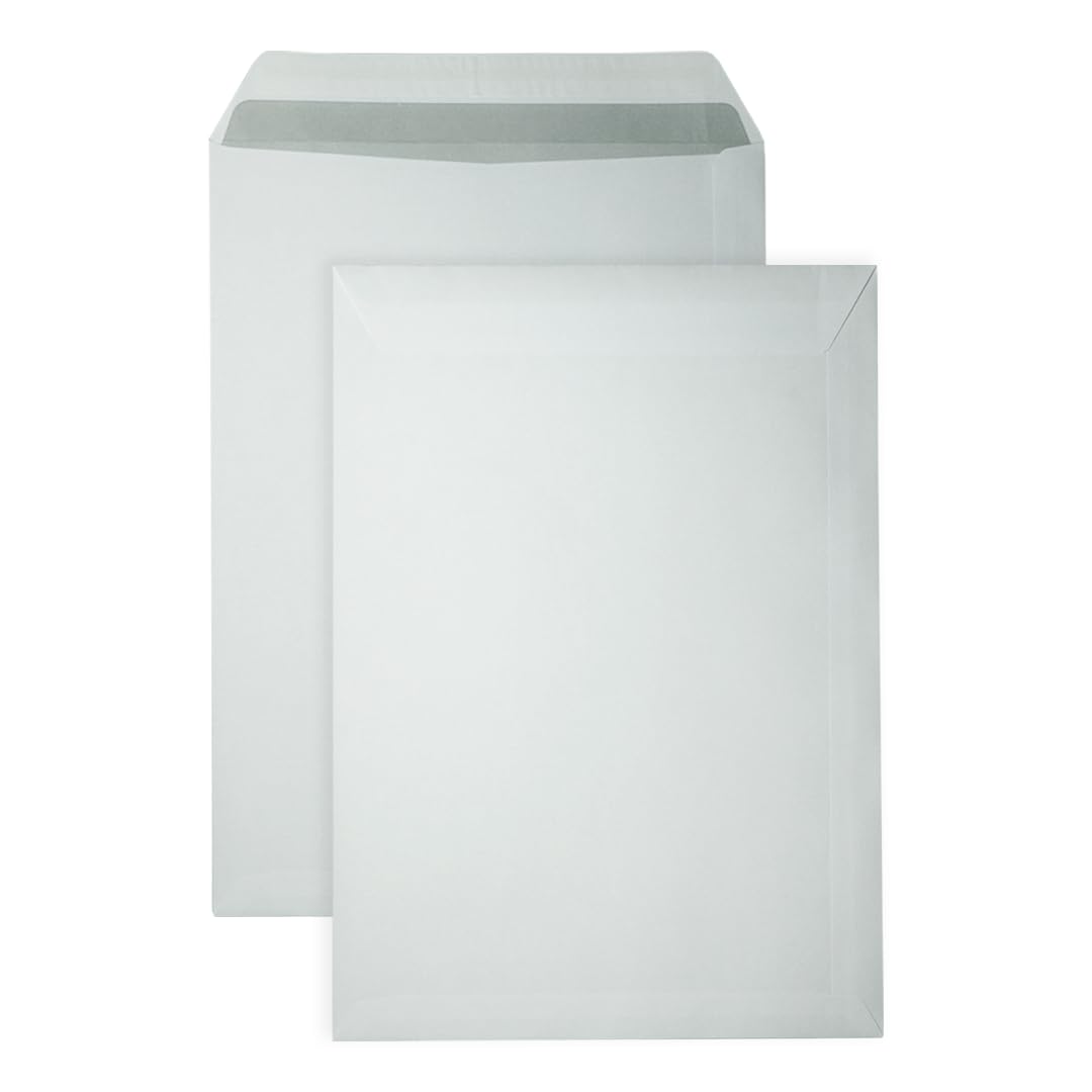 DULA C4 Umschläge A4 weiß, 229 x 324 mm, 500 Stück, Selbstklebend mit Klebestreifen, 120 g/m²