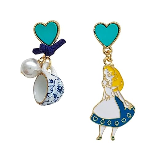 Alice in Wonderland mismatched style earrings