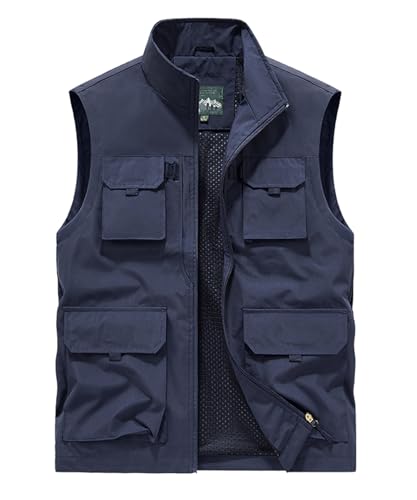 Btmpmcs Homme Gilet de Pêche avec Multi-Poches Loisir Léger Respirant à Séchage Rapide Gilet de Plein air Veste sans Manches Multifonctionnel Gilet Veste...