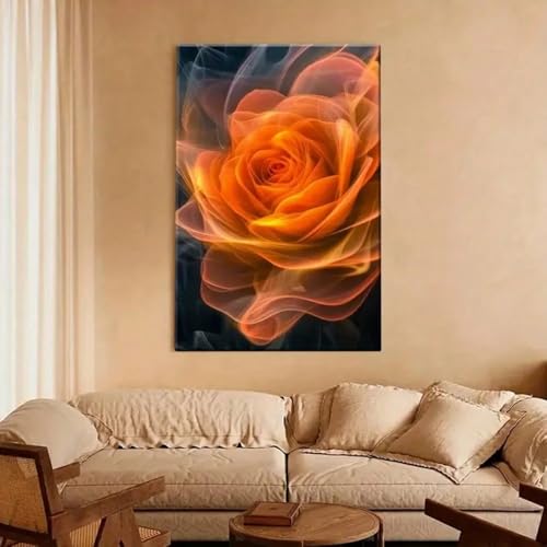 Tableau abstrait rose orange pour illuminer la déco du salon