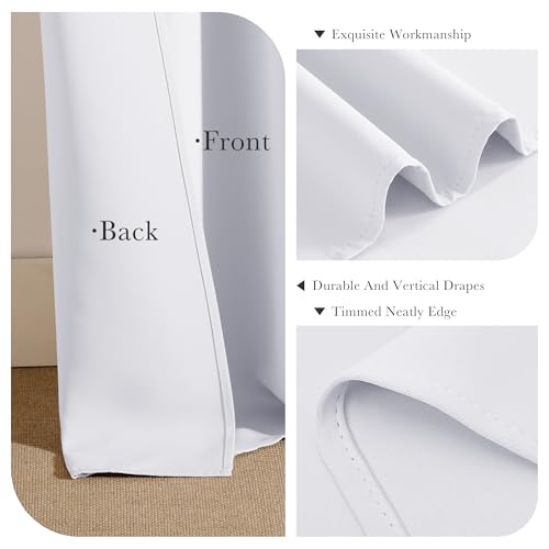 Image of PONY DANCE 40 inch Long Curtains - Small Curtains for Bathroom Windows, Room Darkening Drapes 2 Panel Set Thermal Insulated Window Drape for Living Room Kitchen Home Office, Pure White