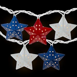 10 count red and blue fourth of july star string light set 725ft white wire  urban country home decor