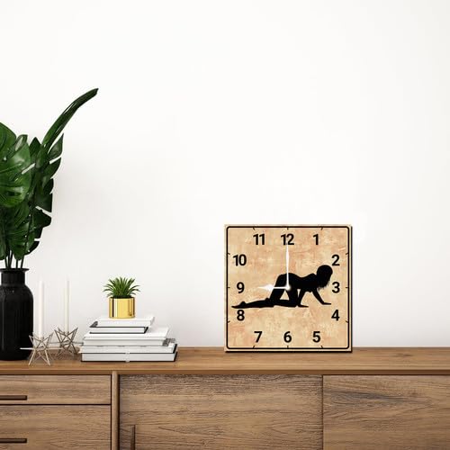 Reloj de pared cuadrado de madera 10 pulgadas silencioso miniatura 3