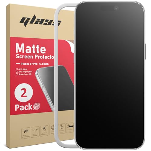 Ambison 2 Pack Matte Screen Protector for iPhone 17 Pro [0 Bubbles] + 2 Pack HD Camera Lens Protector Anti Glare & Fingerprint 9H Hardness Tempered Glass Easy Installation Frame Smooth as Silk