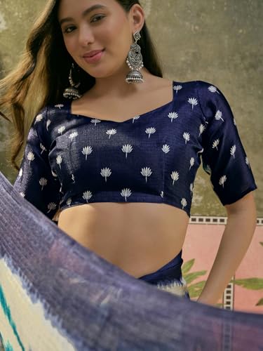 Image of SIRIL Women's Cotton Printed Saree With Unstitched Blouse Piece