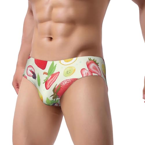 Men's 3 Pack Triangle Briefs Fruit Printed Underwear Soft Breathable Comfortable U Pouch Briefs3