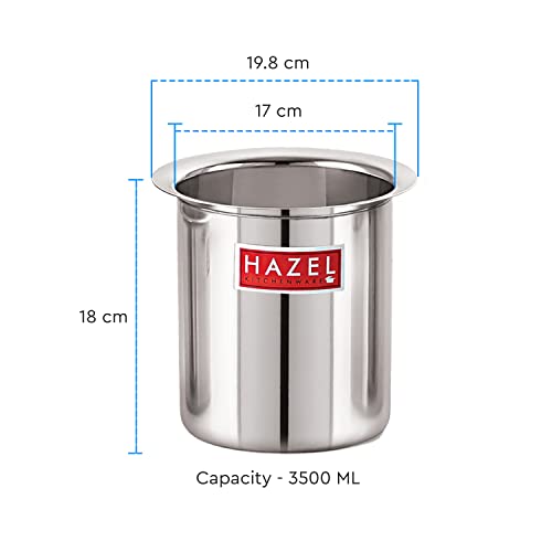 Image of HAZEL Steel Milk Pot with Lid | 3500 ml Stainless Steel Milk Boiler Container | Milk Boiling Vessel Gunj for Kitchen
