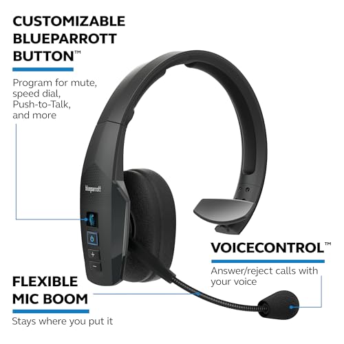undefined BlueParrott B450-XT Mono Bluetooth Wireless Headphones 96% Noise Canceling Over Head Trucker Headset with Mic, All Day Comfort Padded Headband, 300 ft. Wireless Range, 24 hrs. Talk Time, Black の商品画像 5