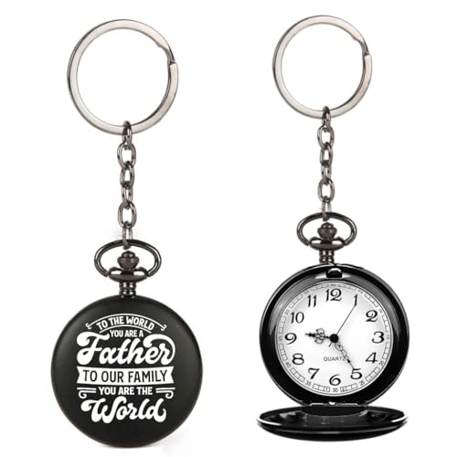 Image of Vintage Gandhi Style Pocket Watch with Engraved Designs & Messages Royal Black Analog for Men Women & Kids Includes Key Ring for car or Bike Keys Ideal Gift