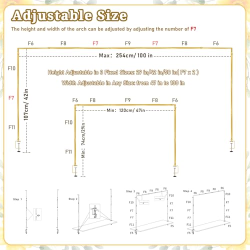 Arche de table extensible de 120 à 254 cm PlusFive en métal doré
