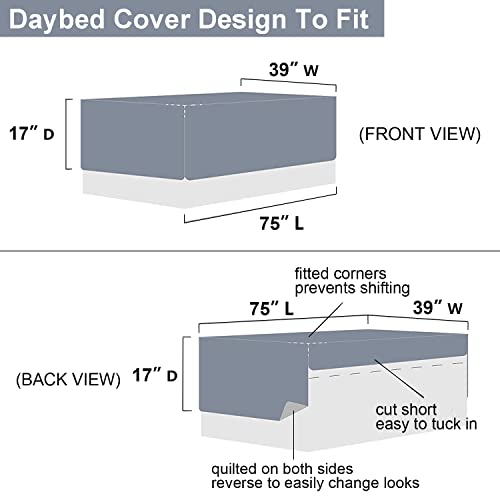 3 Piece Dark Grey Daybed Cover Set Twin Reversible Cozy Daybed Bedding Sets Double Sided Quilting Bedspread Coverlet Geometric Print Day Bed Cover All Season For Twin Bed With 2 Standard Shams,39"X75" #TOP6