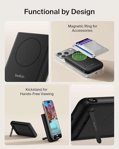 Belkin 10000mAh Qi2.2 25W MagSafe Power Bank w/Kickstand & Display - image 3