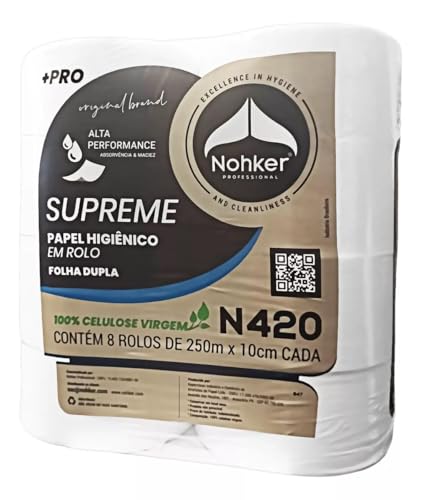 PAPEL HIGIENICO ROLO FOLHA DUPLA SUPREME NOHKER 8X250 MTS