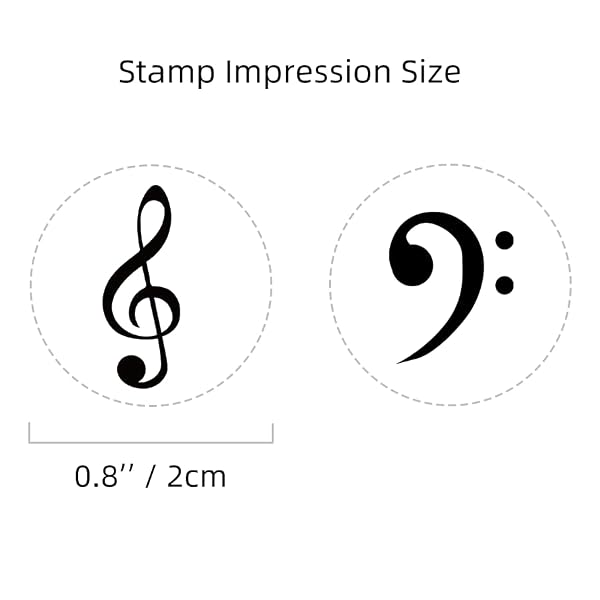 2 PCS Treble Clef & Bass Clef Self-Inking Stamps – Music Notes Pre-Inked Stamp Set –Ideal for Music Teachers, Teaching Beginners, Scrapbooking, Card Making, Crafting, Planners, DIY Crafts – Black Ink by Meteor Trail - Used condition - Image 3