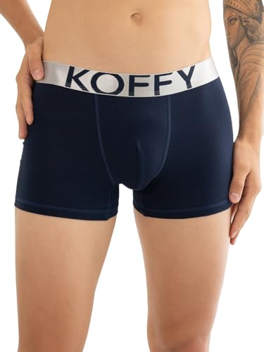 Image of KOFFY Men's Malleable Cotton Lycra Long Trunk with Minus Cutting Pouch and Moisture Wicking Properties