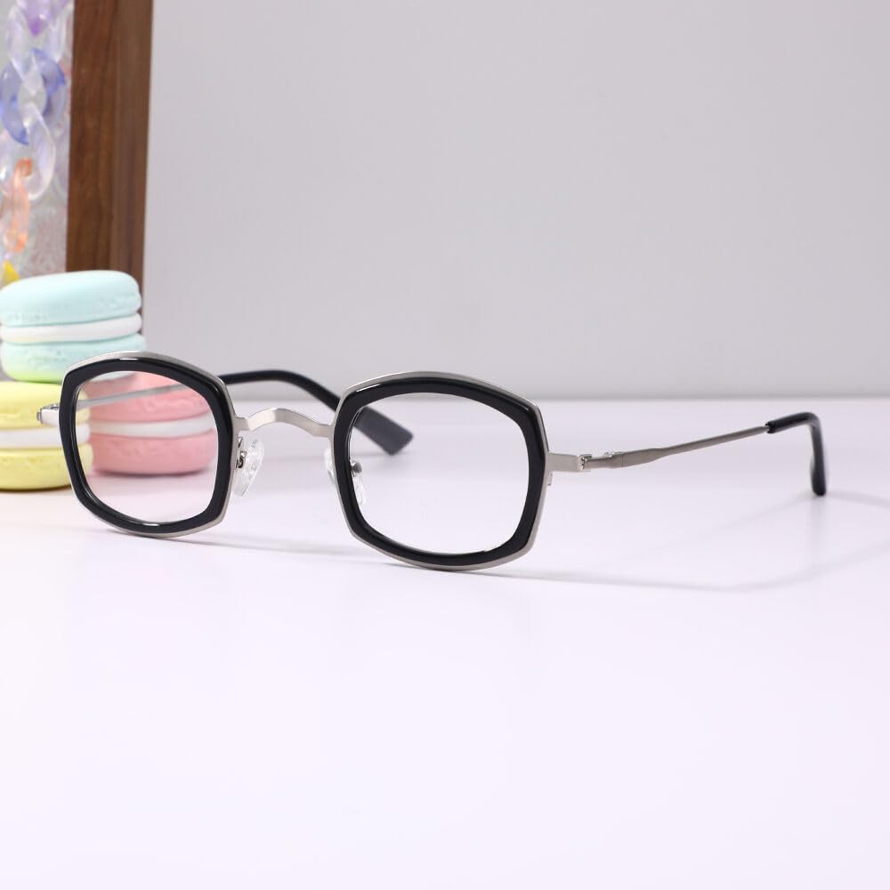 Occhiali da Lettura Donna Uomo, Metal Leggero Montatura Occhiali da Vista, Occhiali Anti Luce Blu per Computer