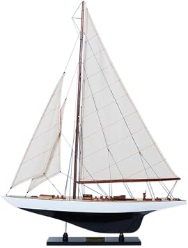 Old Modern Handicrafts Endeavour Sailboat Schooner Model - Wooden Model Boat - Fully Assembled - Exquisite Nautical Decor for Home & Office - 59.9L x 11.4W x 78H Cm