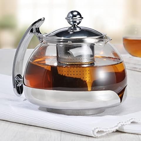 Large 1.2 LTR Glass Infusion Teapot Tea Pot Infuser Contemporary Kitchen Design Cover