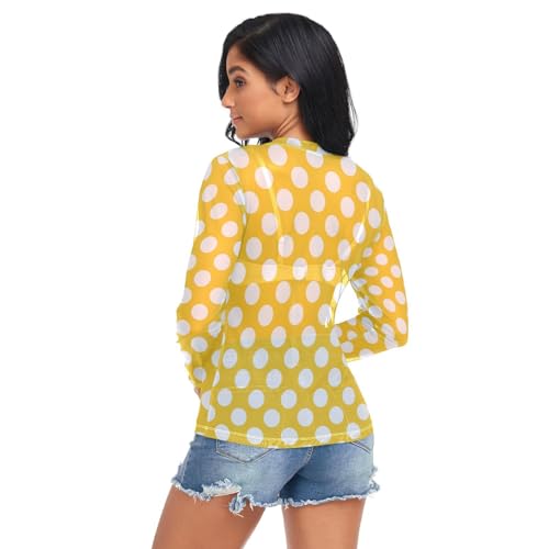 Halloween Polka Dot Long Sleeve Sheer Blouse Mesh Sheer Tops O Neck Clubwear for Women2