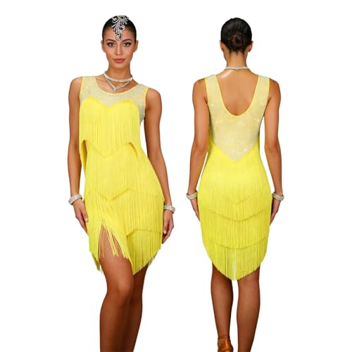 Robe de danse latine à franges sur mesure pour silhouette parfaite