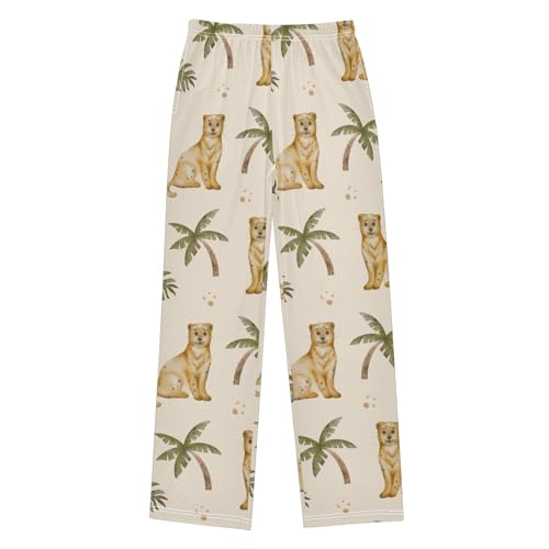 Playful Leopard Boys Pants Boys Athletic Pants Long Pant for Boywith Pockets Wide-Leg Size 6-14Y