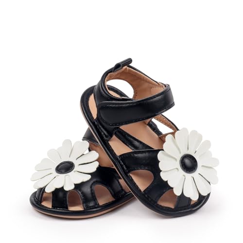 Baby Girl Sandals, Flower PU Leather Non-slip Summer Flats Toddler Shoes for Casual Daily2