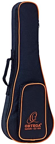 Ortega Guitars Bolsa estándar para ukelele de 10 mm, acolchado suave, color negro, piña y concierto...