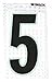 Brady 3020-5 6" Height, 3" Width, B-309 High Intensity Prismatic Reflective Sheeting, Black And Silver Color Glow-In-The-Dark/Ultra Reflective Number, Legend "5" (Pack Of 10)