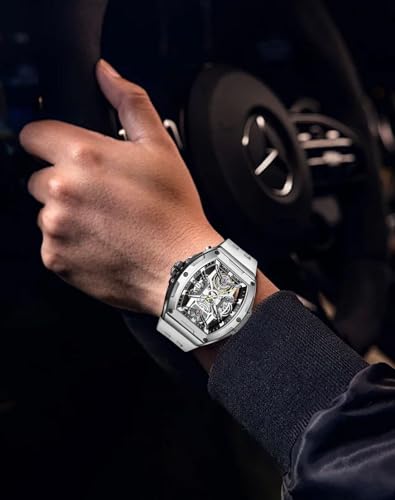 Image of OLEVS Men Automatic Sports Watch Original Skeleton Mechanical Self Winding Luxury Dress Sapphire Crystal Waterproof Wrist Watch for Men