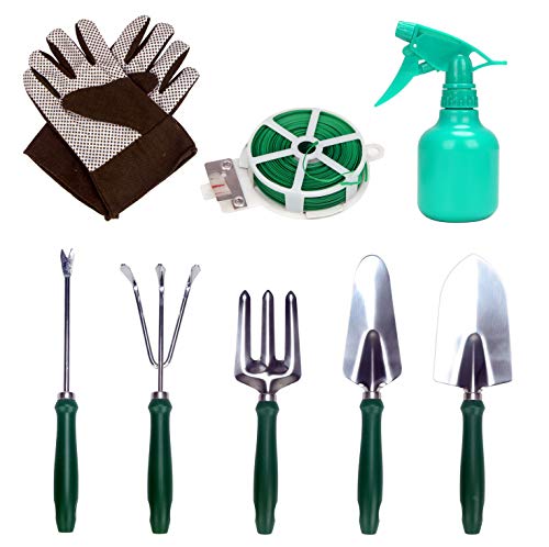 Set de jardinería 9 piezas con guantes y bolso miniatura 3
