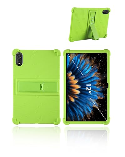 for Blackview MEGA 2 Android 15 Tablet 12 inch FHD+2K Display AI Smart Tablet Model Case,UYRUREL Soft Silicone Adjustable Stand Cover Lightweight Kids Friendly,Green.