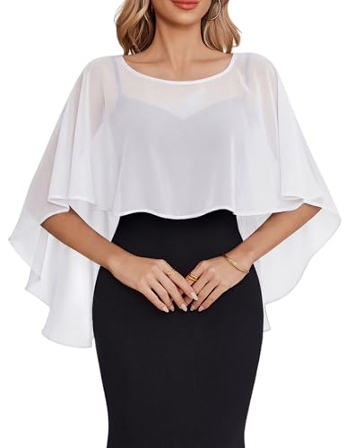 Women Chiffon Wedding Capes Cover Up - Elegant Evening Dress Shawls and Wraps Capelets for Special Occasions