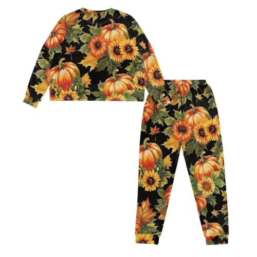 Image of Women's Pajamas Set Soft 2 Piece Loungewear Long Sleeve Pj Set Matching Sleepwear with Pockets for Women Plus Size