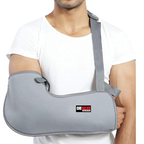 Image of CHEVALIER ?Neoprene Arm Sling Pouch Belt, Arm Brace Immobilizer With Elbow Support For Fracture, Sprain, Dislocation And Pain Relief (S, Grey)
