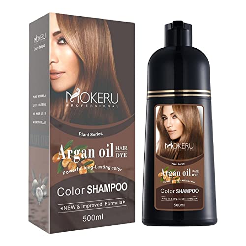 Mokeru Argan Oil Wash Dye Shampoo Grape Red Colour 500ml (Light Brown)
