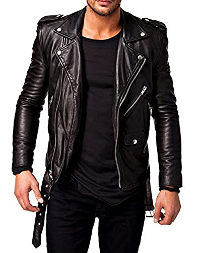 Image of Men Leather Jacket - Lambskin Winter Vintage Motorcycle Biker Jacket, Coat Soft & Stylish Moto Ride & Racing Jacket's