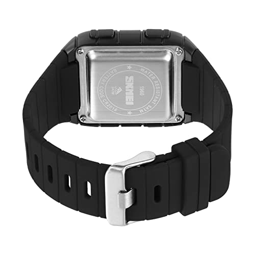 Gosasa Unisex Square Multifunctional Watch Sport Watch Countdown Alarm 5Bar Waterproof LED Light Digital Men WomenSilicone Watches (Gold Black)4