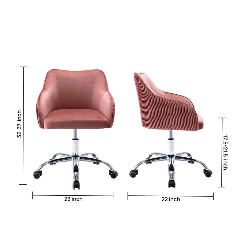 Image of Velvet Office Chair for Home & Office | 360 Swivel Ergonomic Study Armchair | 1-Seater Revolving Computer Desk Chair | Sofa Chair for Adults & Students | Blue Pink 17 inch Inche Height