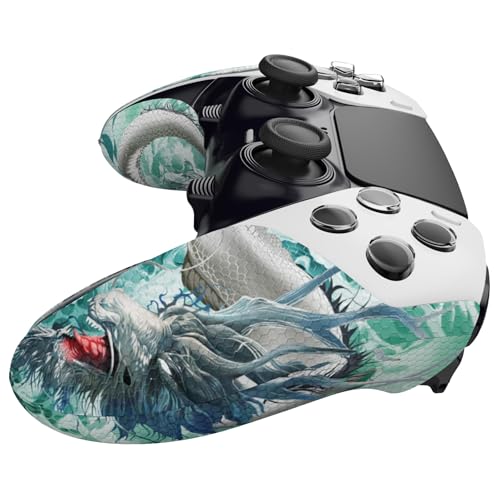 Image of PlayVital Anti-Skid Sweat-Absorbent Controller Grip for ps5 Edge Wireless Controller, Textured Soft PU Handle Grips Anti Sweat Protector for ps5 Edge Controller - Jade Dragon-Cloud Dominator