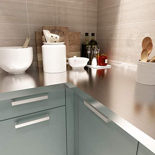 Livelynine Stainless Steel Contact Paper Silver Wallpaper Self Adhesive Kitchen Oil Proof Stickers for Cooker Kitchen Splashback Worktops Shelf Appliance Dishwasher Refrigerator Fridge Cover 40CMx2M