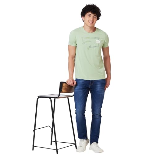 Image of Spykar Men's Slim Fit Round Neck Half Sleeve Solid Casual T-Shirt