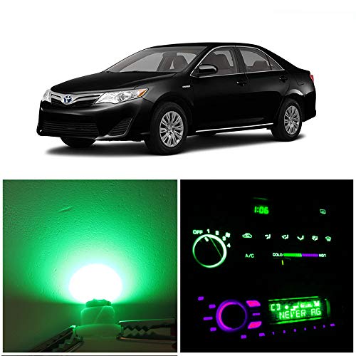 Image of WLJH Green Climate A /C Control Dashboard Heater Dash Indicator Light Switch Led Bulbs Replacement Kit For Camry Corolla Tacoma Matrix, Pack of 10 | 3030 SMD, 150lm, Dimmable, Matrix 2009-2014, Corolla 2009-2013, Direct Replacement, Nighttime Readability, 10-Pack