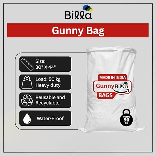 Image of BILLA Gunny Bags for Packing Large 30x44 Inch | Big Bags for Packing & Home Shifting | Heavy Duty Polypropylene Plastic Covers for Storage | Packing Essential for Shifting Materials (Pack Of 4)
