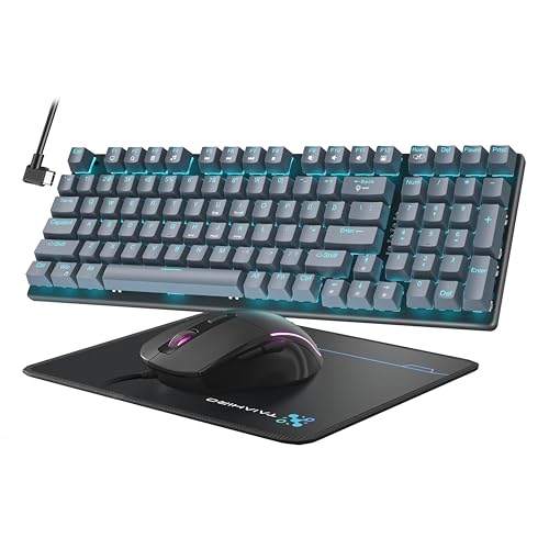 Mechanical Gaming Keyboard and Mouse, LED Backlit 98-Key...