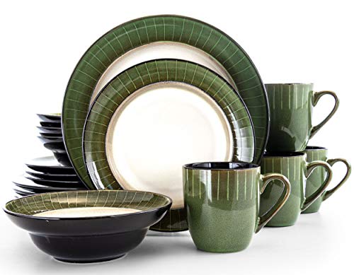 elama Grand Jade 16 Piece Stoneware Dinnerware Set