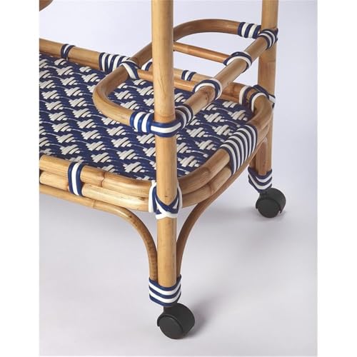 Islandlivingrattanbarcartinblueandwhite  Urban Country Home Decor Island living rattan bar cart in blue and white  urban country home decor