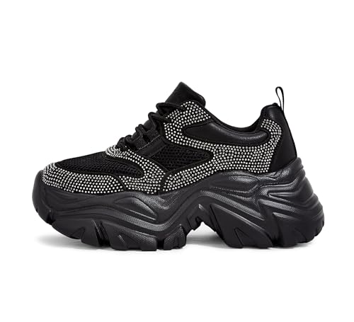 Image of K KIP WOK Chunky Sneakers for Women Fashion Platform White Leather Casual Dad Shoes Comfortable Wedge Walking Sport Sneakers