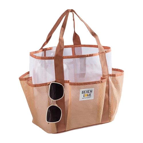 Generisch Bolsa de playa - Bolsa de la compra reutilizable | Bolsa de mano grande multifuncional para mujer, para viajes, deportes, ocio, vacaciones, marrón, ver descripción
