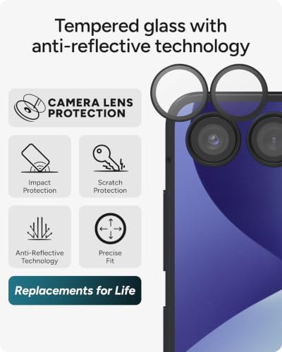 Image of ZAGG Glass Elite Samsung Galaxy Z Flip8 Camera Lens Protector | Anti-Reflective, 5X Stronger Impact & Scratch Resistant Aluminosilicate Glass - Easy Installation, Smudge-Free Surface